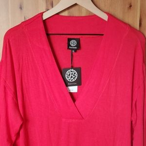 Bobeau Red V Neck Top